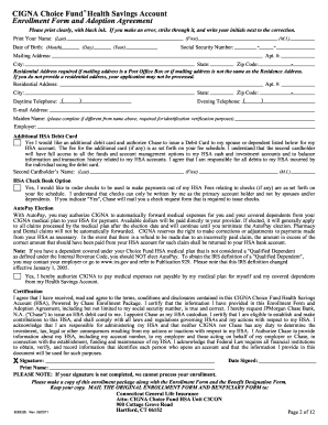 Cigna Choice Fund HSA Enrollment Form