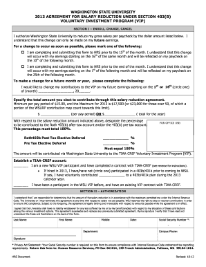 Washington State University 403(b) Salary Reduction Agreement