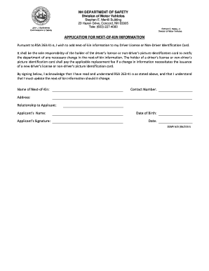 New Hampshire Next-of-Kin Information Application