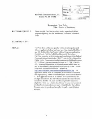 FairPoint Lifeline Program Application