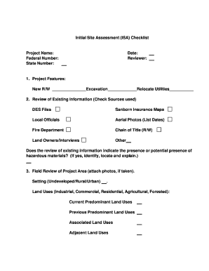 Initial Site Assessment Checklist