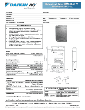 LonWorks Interface Submittal Data