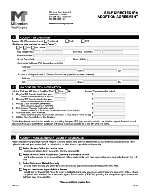Self Directed IRA Adoption Agreement