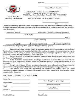 Application for Encroachment Permit