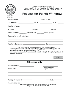 County of Riverside Permit Withdrawal Request