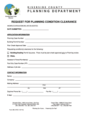 Request for Planning Condition Clearance