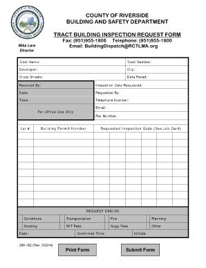 Tract Building Inspection Request Form