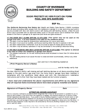 California Door Protective Verification Form
