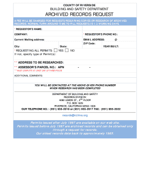 Riverside County Building Permit Records Request