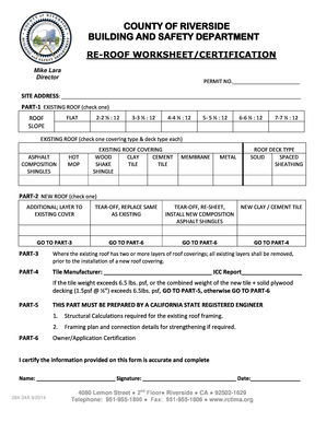 Riverside County Re-Roof Worksheet/Certification