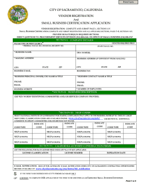 City of Sacramento Vendor Registration and Small Business Certification