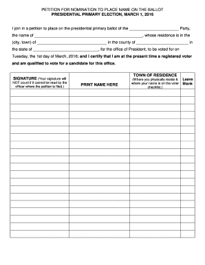 Petition for Presidential Primary Nomination