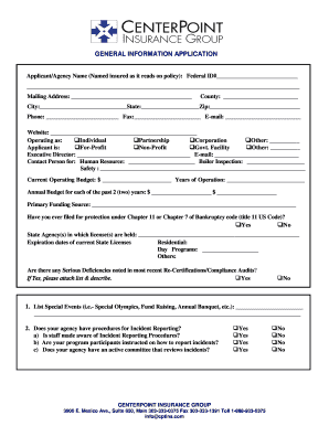 General Information Application for Insurance