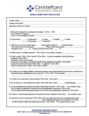 Mobile Home Park Insurance Application