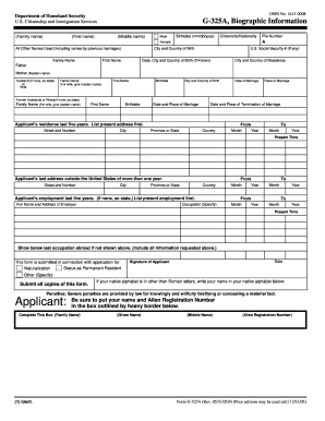 USCIS Form G-325A Biographic Information