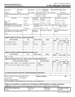 USCIS Form G-325A Biographic Information
