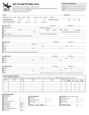 2011 US Equestrian Event Entry Form