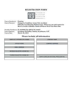 Insurance Adjuster Registration Form