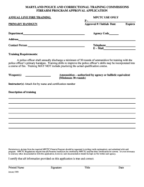 Maryland Firearm Program Approval Application