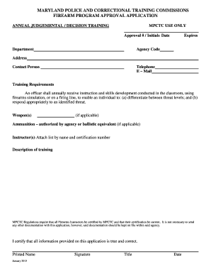 Maryland Firearm Program Approval Application