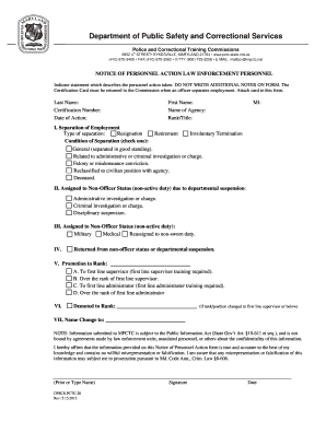 Maryland Law Enforcement Personnel Action Notice