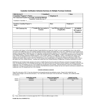 Freddie Mac Form 1034SM Custodian Certification Schedule Summary