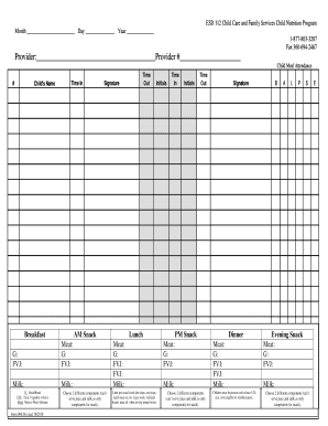 Child Meal Attendance Form