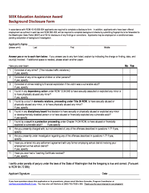 Washington State Education Background Disclosure Form