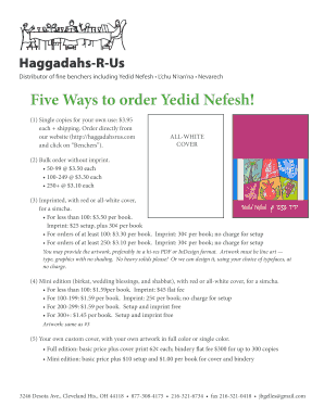 Yedid Nefesh Bencher Order Form