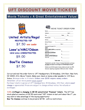 uft movie tickets form