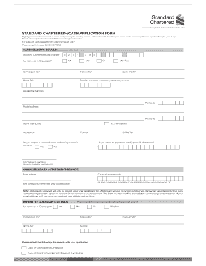 Standard chartered bank ecash card form