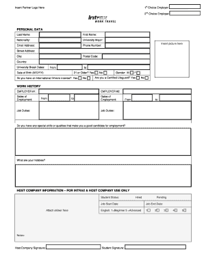 International Internship Application Form