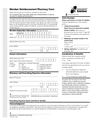 Member Reimbursement Pharmacy Form