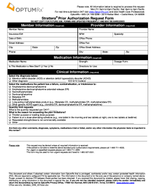 Strattera Prior Authorization Request Form