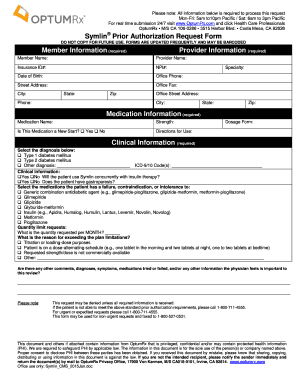 Symlin Prior Authorization Request Form