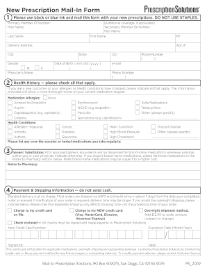 New Prescription Mail-In Form
