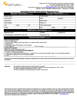 Amlodipine Prior Authorization Request Form