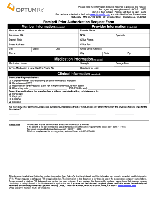 Ramipril Prior Authorization Request Form