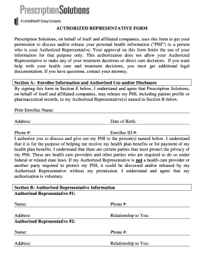 Authorized Representative Form
