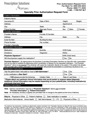 Specialty Prior Authorization Request Form