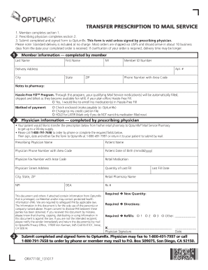 OptumRx Prescription Transfer Form