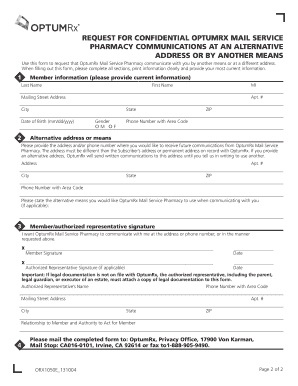 OptumRx Mail Service Communication Request Form