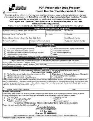 PDP Prescription Drug Reimbursement Form