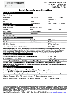 Specialty Prior Authorization Request Form