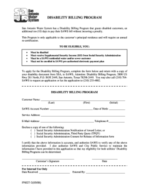 Disability Billing Program Application