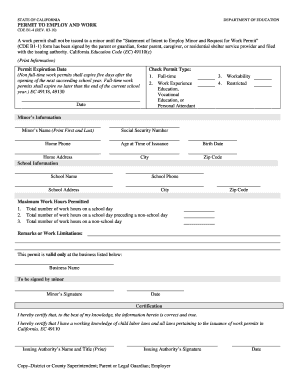 California Work Permit for Minors