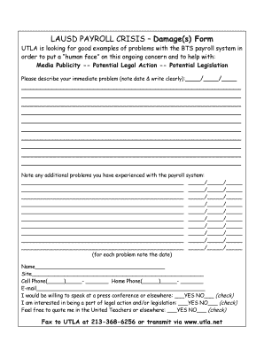 LAUSD Payroll Crisis Damage Form