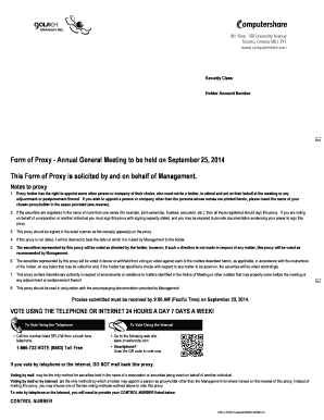 Proxy Form for Annual General Meeting