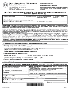 Elección del Empleado para la Conversión de los Beneficios de Ingresos de Impedimento a un Pago Total