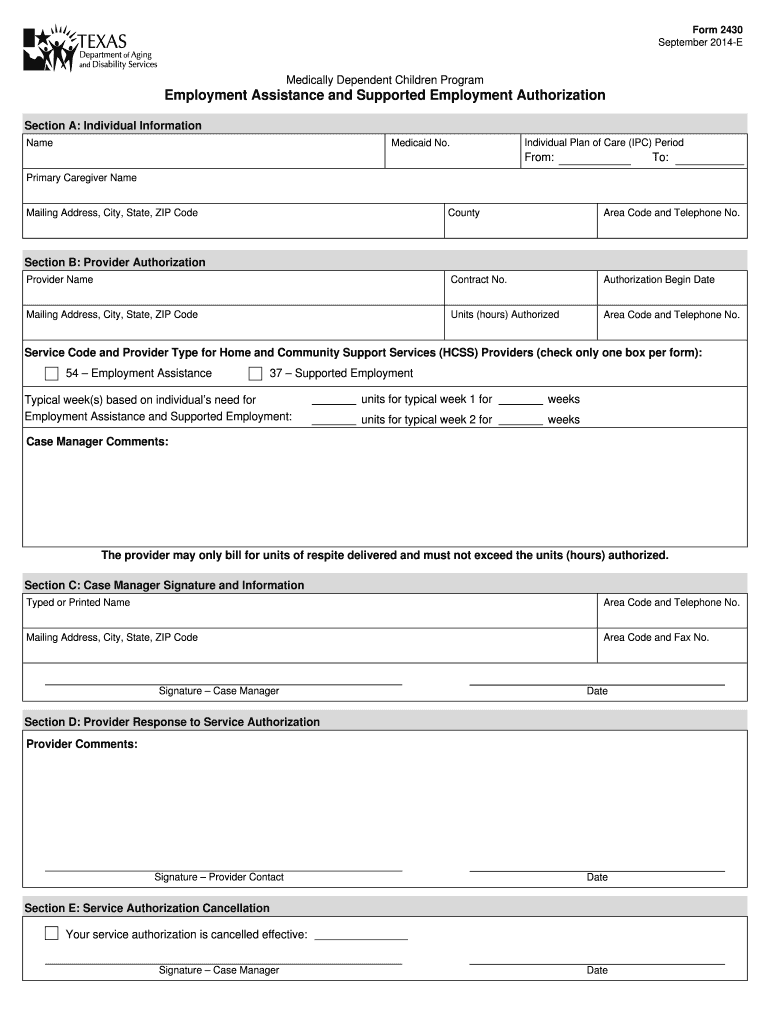 Fillable Online Dads State Tx Form 2430m Employment Assistance And Fillable Online Dads State Tx Form 2430m Employment Assistance And
